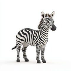 A cute cartoon zebra standing confidently with distinctive black and white stripes, perfect for children's illustrations and design.