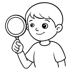 Curious Child with Magnifying Glass Illustration or Child Exploring with Magnifying Glass Vector Art art vector illustration