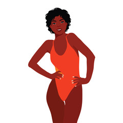Stylish black woman in elegant art style vector