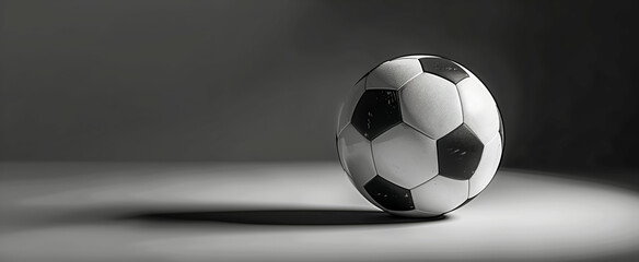 Naklejka premium Classic soccer ball with shadow on dark minimalist background