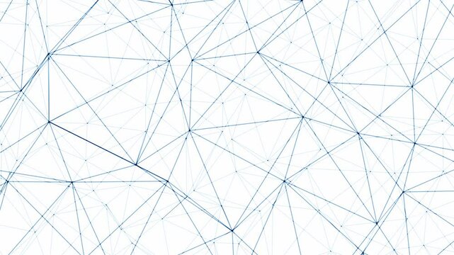 Blue and white geometric low poly plexus connection wireframe animation