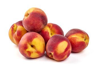 Fresh peaches, isolated on white background.