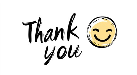 Obraz premium Thank you! A simple vector illustration of black handwritten text on a white background