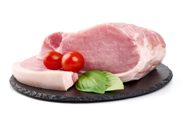 Chilled pork ham, isolated on white background. High resolution image.