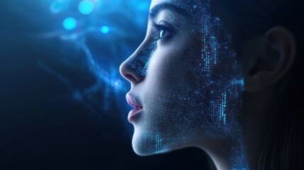 Obraz premium Adaptive technology in communication, voice recognition software for accessibility, seamless interaction, innovative user interface, advanced digital assistant, vibrant and intuitive layout