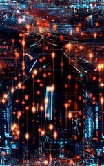 Fototapeta premium Stock market chaos, nervous investors, holographic data spiraling, tense financial scene, futuristic crisis