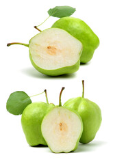 pears on a white background