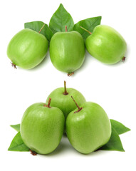 mini kiwi baby fruit (actinidia arguta) on white background 