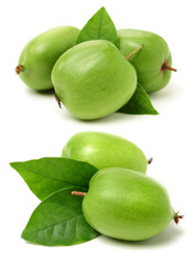 mini kiwi baby fruit (actinidia arguta) on white background 