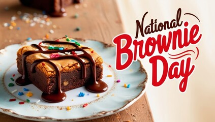 A vibrant and mouthwatering illustration celebrating national brownie day