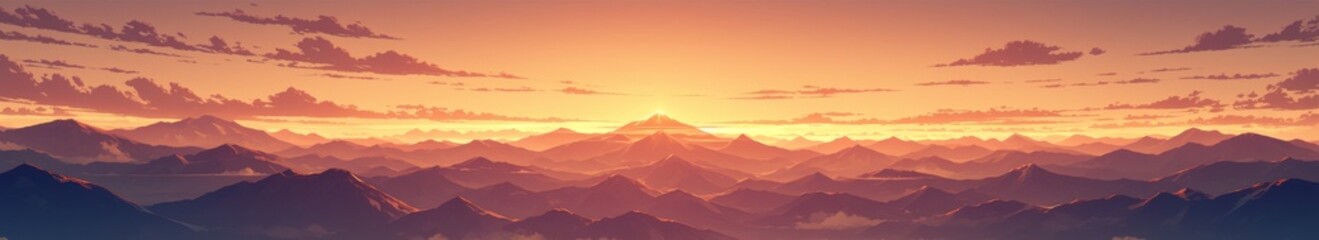 Fototapeta premium anime-style Enchanted Mountain Landscape at Dusk: A Captivating Illustration of Nature's Serenity in the Magical Hour,Anime-Style,illustration,Picture BooksFor Poster,Novel,UI,WEB,Game,Design,Abstract