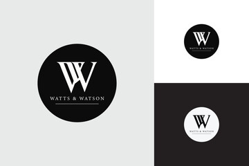 Double W Monogram Logo for Watts and Watson Monochrome Logo - Stylish Branding