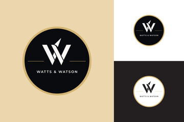 Double W Monogram Logo for Watts and Watson Monochrome Logo - Stylish Branding