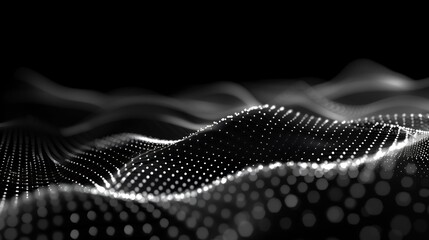 Fototapeta premium Abstract Wavy Background with White Dots on Black