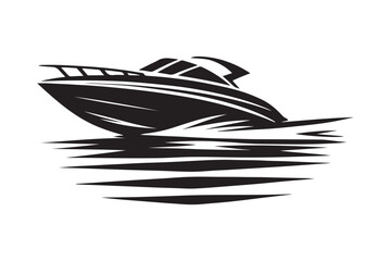 Premium Speedboat Silhouettes: Vector Illustrations for Graphic Design