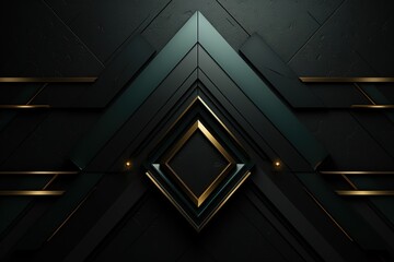 Obraz premium Abstract black and gold geometric design with diamond shape.