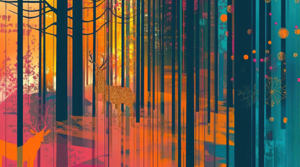 Obraz premium vibrant and colorful forest scene.