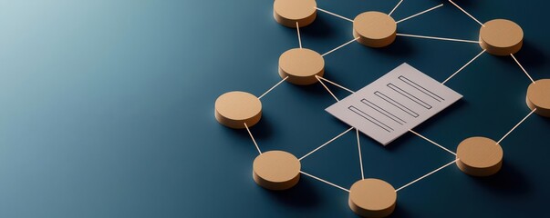Conceptual image of a flowchart merging with a meeting agenda, roles and responsibilities connected by lines, symbolizing organized teamwork, roles and tasks, agenda structure