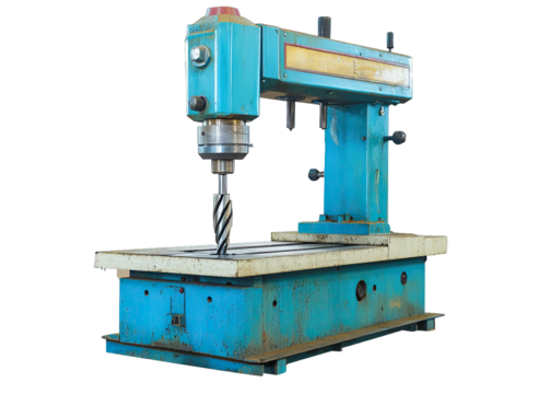 A vintage blue milling machine showcasing its robust design and functionality, ideal for industrial and manufacturing contexts.