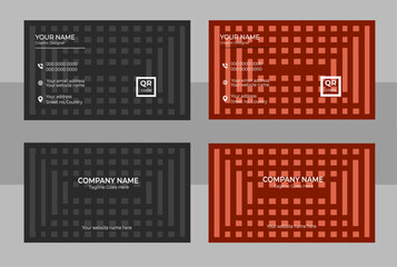 Modern creative 2 color business card one black two red vector template