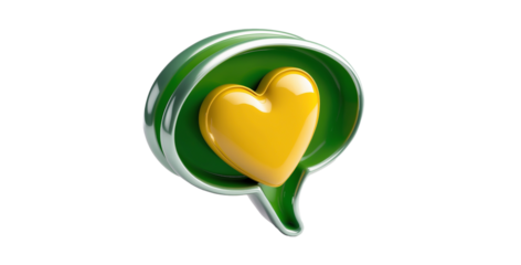 3D Render Heart Shaped Icon with Brazil Colors Isolated on White, Space for text