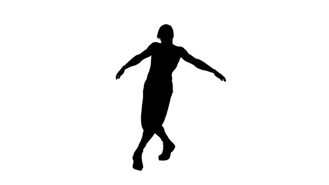 3D render : a silhouette male character is dancing with the white background