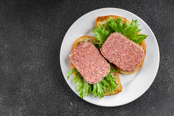 spam meat sandwich fresh meal food snack on the table copy space food background rustic top view