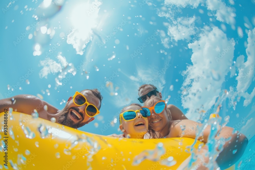 Wall mural family having fun on summer vacation