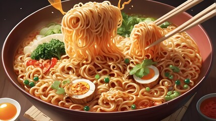 Illustration delicious instant noodles