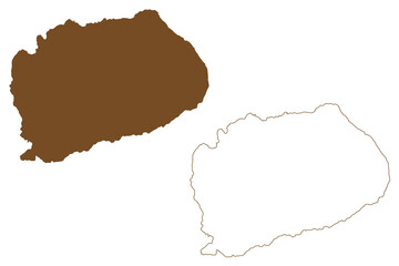 Ombo island (Kingdom of Norway) map vector illustration, scribble sketch Ombo map