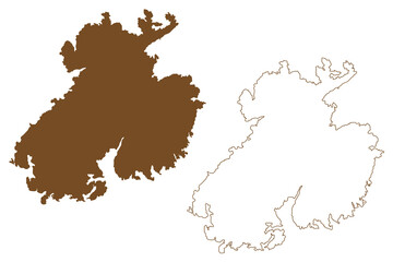 Ostersocknen island (Republic of Finland, Aland Islands) map vector illustration, scribble sketch Östersocknen map