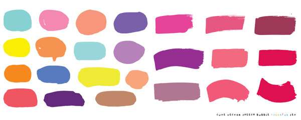 Cute vector speech bubble colorful set,Hand drawn set of speech bubbles with handwritten for book ,card, business, poster design. Vector illustration design for fashion fabrics,cute doodle