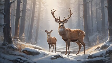 deer in the snow