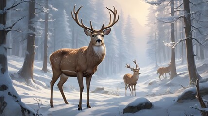 deer in snow