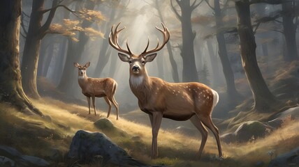 deer in the forest isolated
