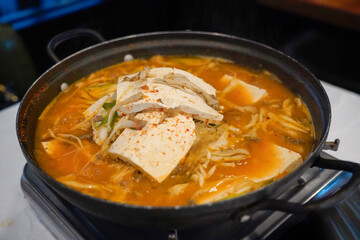 Hot pot with tofu and vegetables
