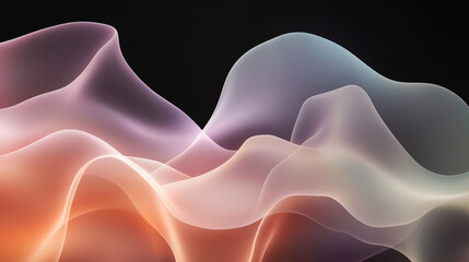 Obraz premium An abstract modern background with organic, flowing shapes in soft pastel tones like peach, lavender, and mint, with gentle shadows creating depth 