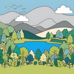 landscape with mountains and sky