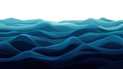 An ocean-inspired gradient starting with dark navy blue at the top and gradually blending into lighter blues and aqua tones, png