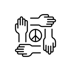 Obraz premium Peace teamwork outline icons, minimalist vector illustration ,simple transparent graphic element .Isolated on white background