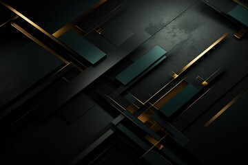 Obraz premium Abstract black and gold geometric pattern with intersecting lines.