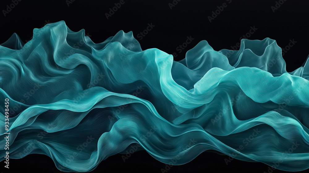 Fototapete a flowing oceanic wave gradient with deep blues transitioning into turquoise and then into soft seaf