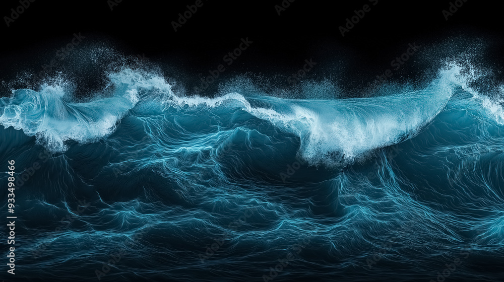 Fototapete a flowing oceanic wave gradient with deep blues transitioning into turquoise and then into soft seaf