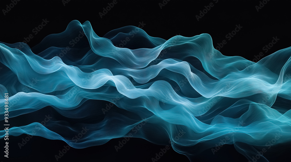 Fototapete a flowing oceanic wave gradient with deep blues transitioning into turquoise and then into soft seaf