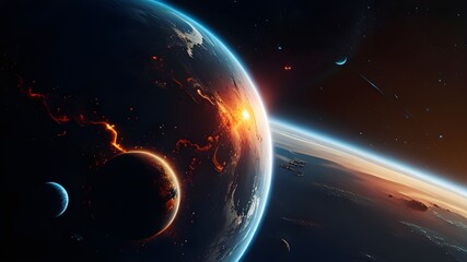 planet in space HD 8K wallpaper Stock Photographic Image Generative AI