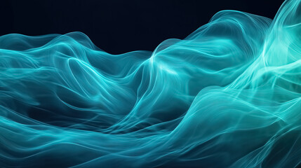 Fototapeta premium A flowing oceanic wave gradient with deep blues transitioning into turquoise and then into soft seafoam green, capturing the essence of the ocean's depths