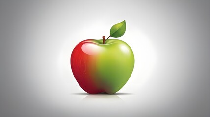red apple with green leaf
