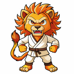 karate lion art vector illustration