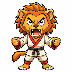 karate lion art vector illustration