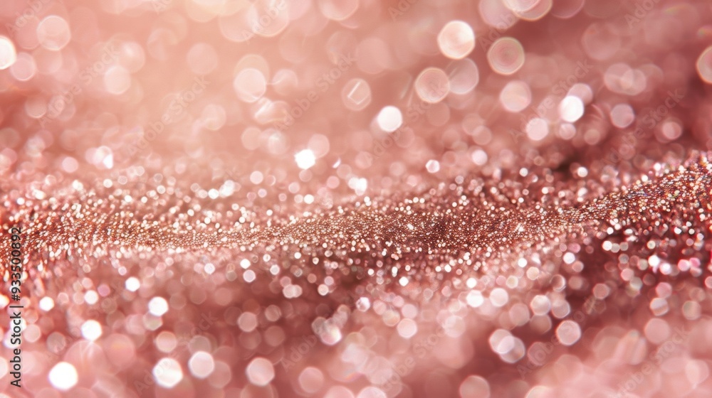 Poster a sparkling rose gold glitter background with bokeh effect, creating a festive and elegant visual te